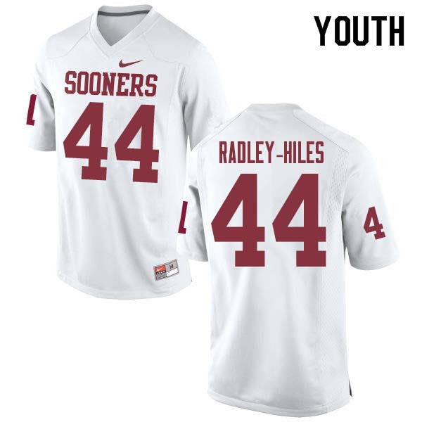 Youth #44 Brendan Radley-Hiles Oklahoma Sooners College Football Jerseys Sale-White - Click Image to Close